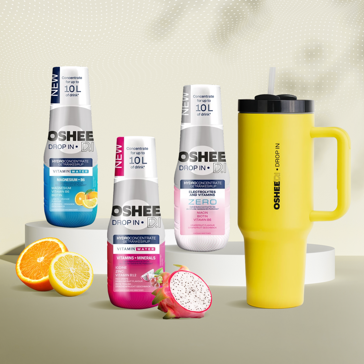 3 x Getränkesirup-Mix in verschiedenen Geschmacksrichtungen + gelb Flasche 1200 ml