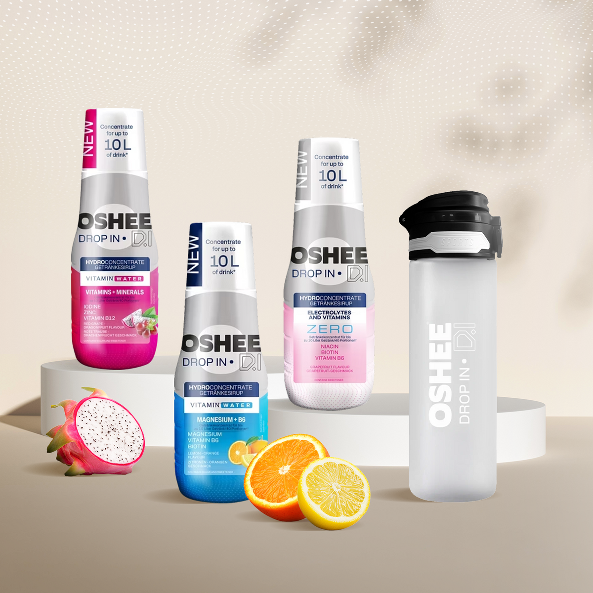 3 x Getränkesirup-Mix in verschiedenen Geschmacksrichtungen + 650-ML-FLASCHE tritan