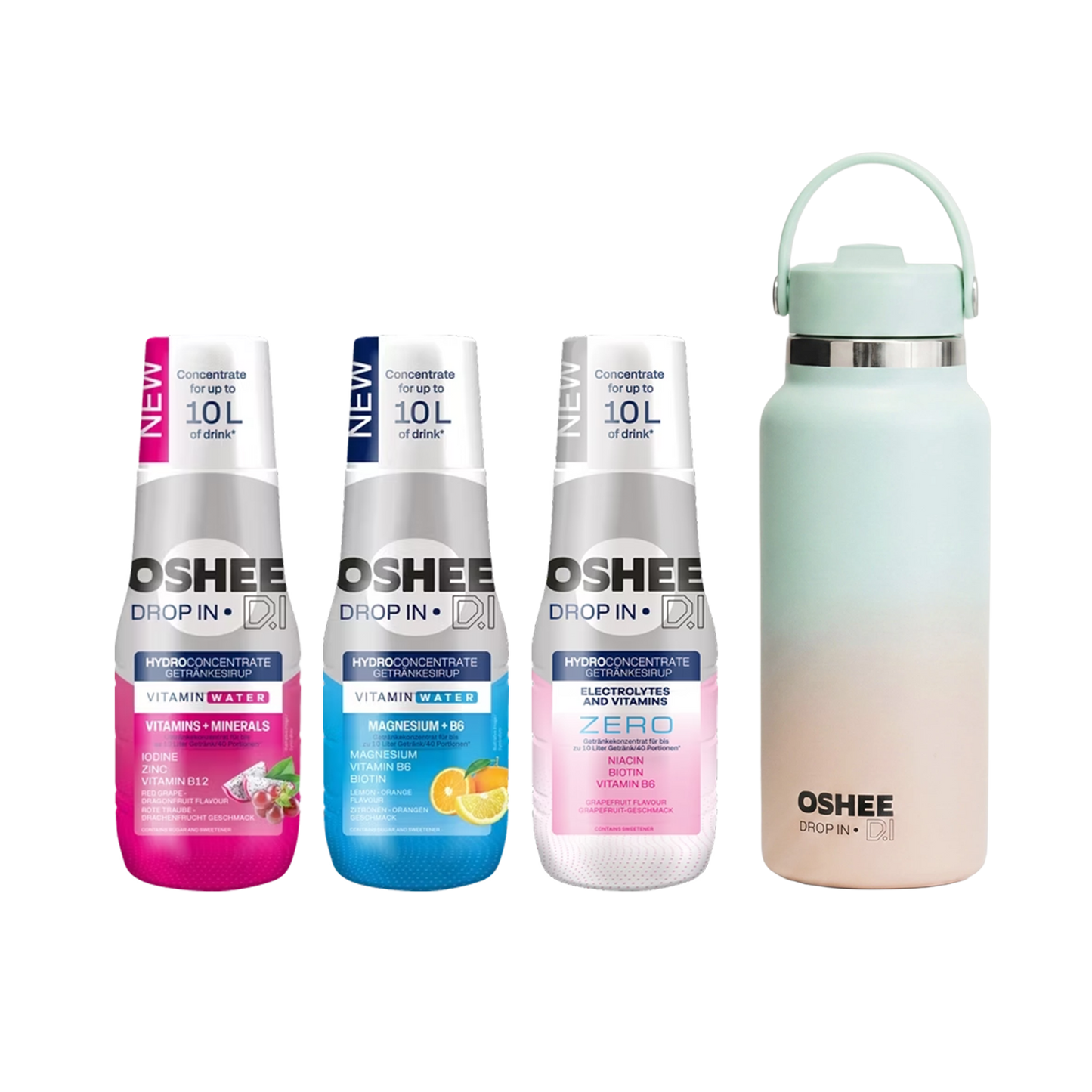 3 x Getränkesirup- Mix in verschiedenen Geschmacksrichtungen + flasche ROSA-MINT 946 ml