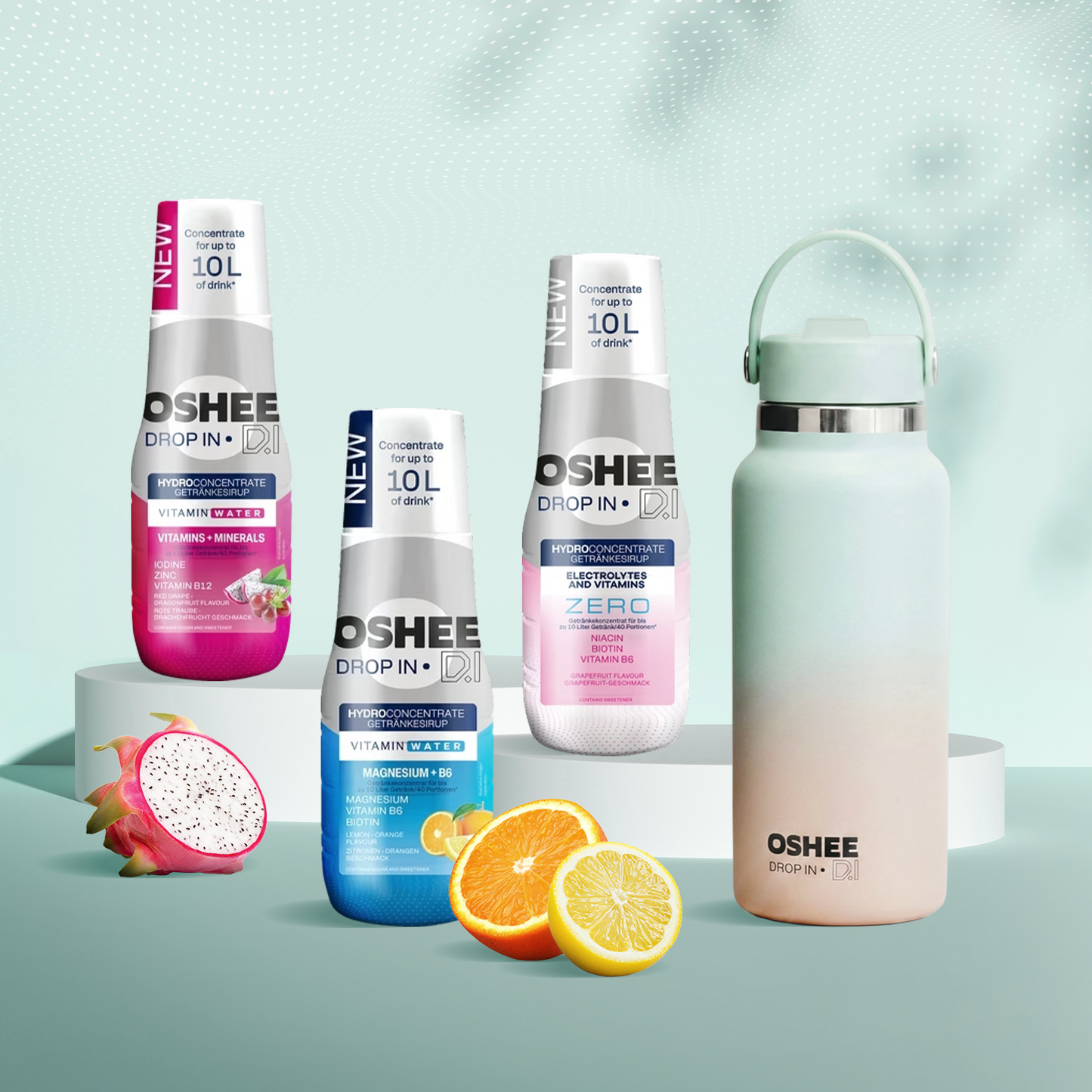 3 x Getränkesirup- Mix in verschiedenen Geschmacksrichtungen + flasche ROSA-MINT 946 ml