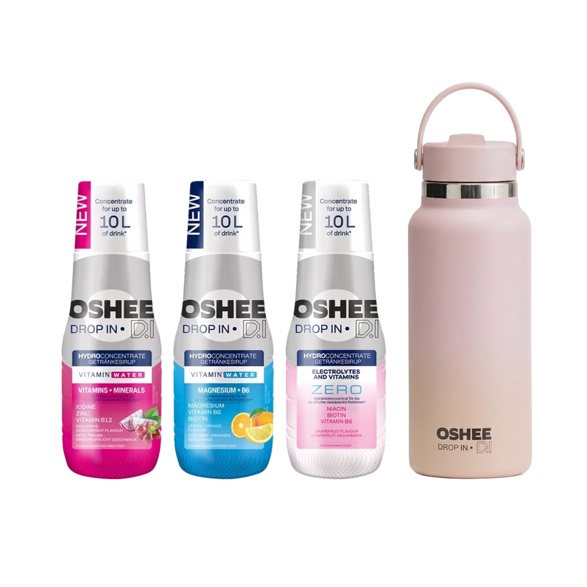 3 x Getränkesirup-Mix in verschiedenen Geschmacksrichtungen + flasche ROSE 946 ml
