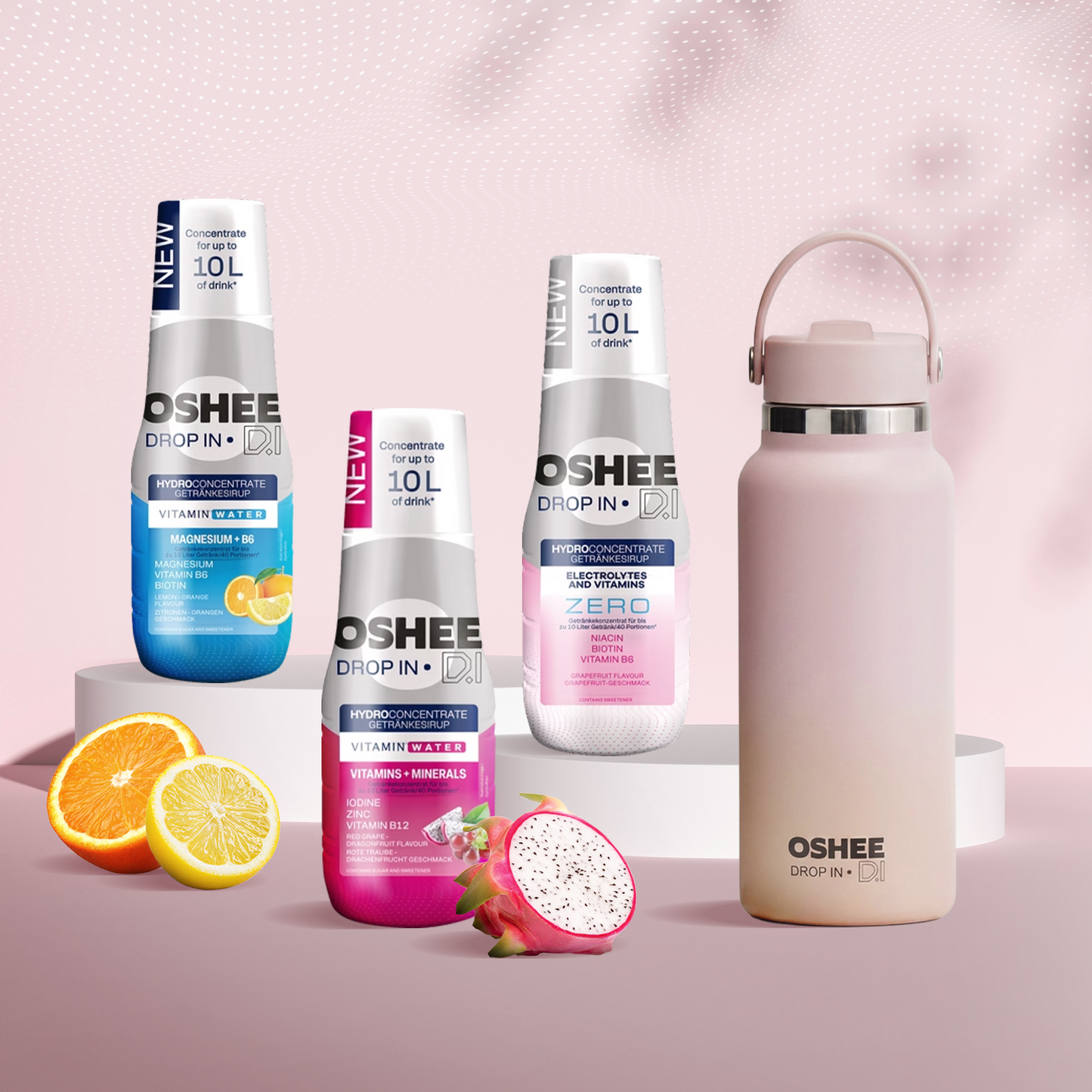 3 x Getränkesirup-Mix in verschiedenen Geschmacksrichtungen + flasche ROSE 946 ml