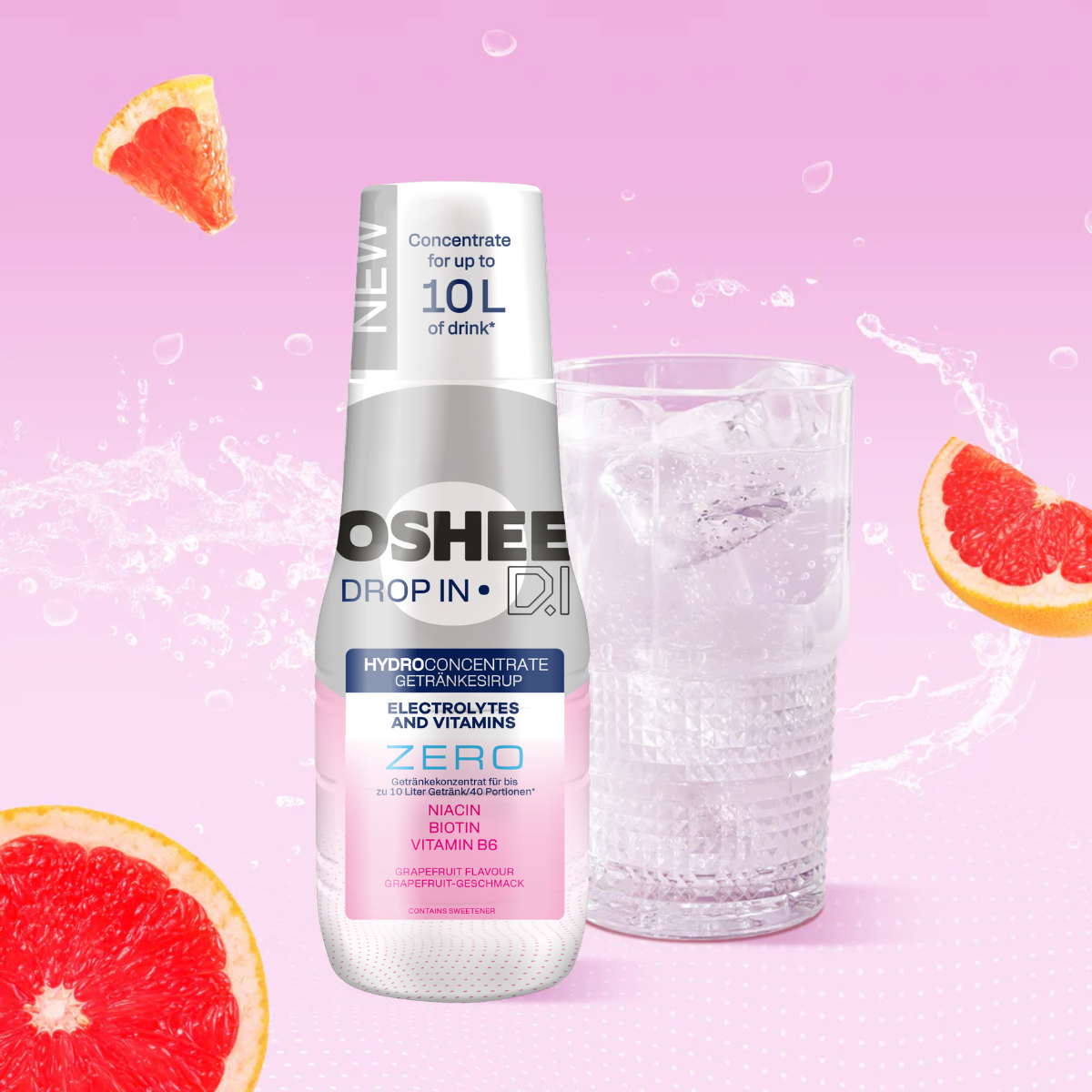 Getränkesirup OSHEE DROP IN ZERO – Grapefruit – Elektrolyte und Vitamine – 500 ml