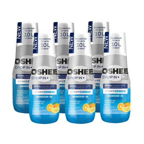 6 x Getränkesirup OSHEE DROP IN Zitrone-Orange – Vitamine und Magnesium – 500 ml