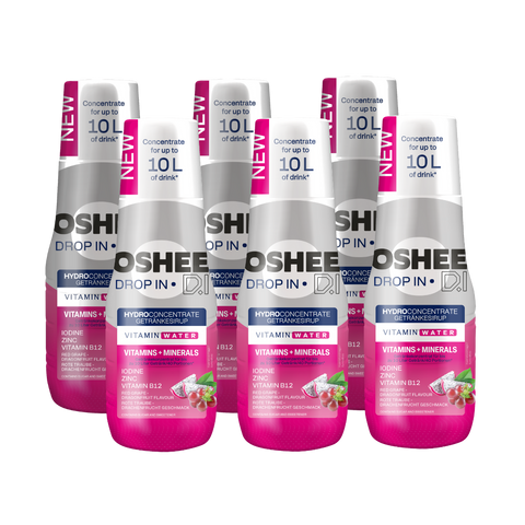 6 x Getränkesirup OSHEE DROP IN Rote Traube-Drachenfrucht – Vitamine und Mineralstoffe – 500 ml
