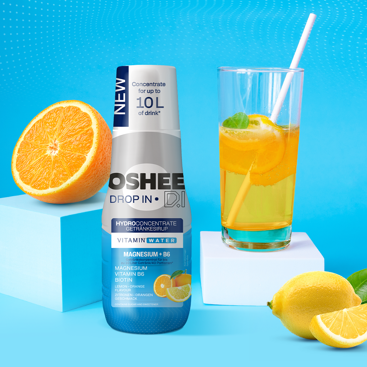 Getränkesirup OSHEE DROP IN Zitrone-Orange – Vitamine und Magnesium – 500 ml