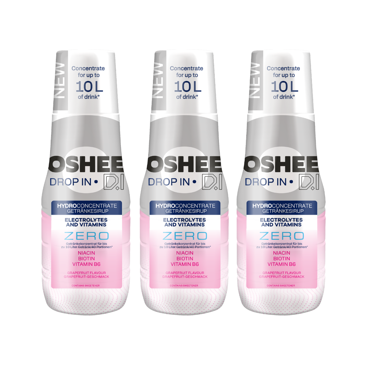 3 x Getränkesirup OSHEE DROP IN ZERO – Grapefruit – Elektrolyte und Vitamine – 500 ml