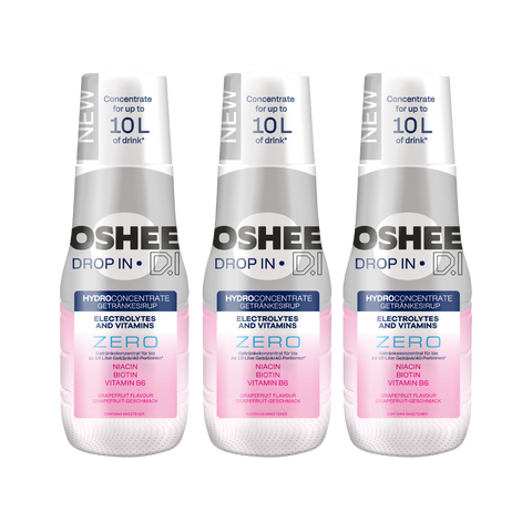 3 x Getränkesirup OSHEE DROP IN ZERO – Grapefruit – Elektrolyte und Vitamine – 500 ml