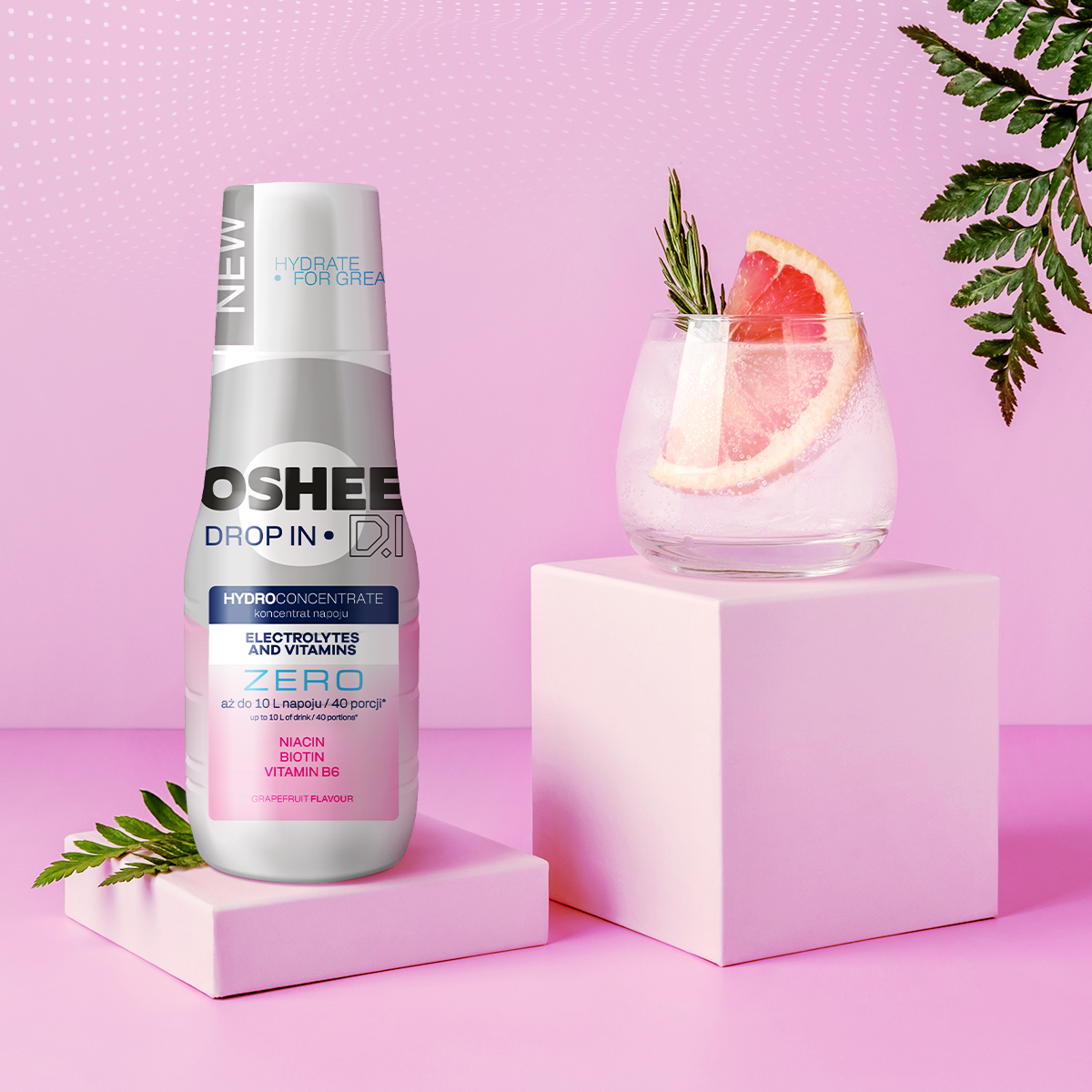 3 x Getränkesirup OSHEE DROP IN ZERO – Grapefruit – Elektrolyte und Vitamine – 500 ml