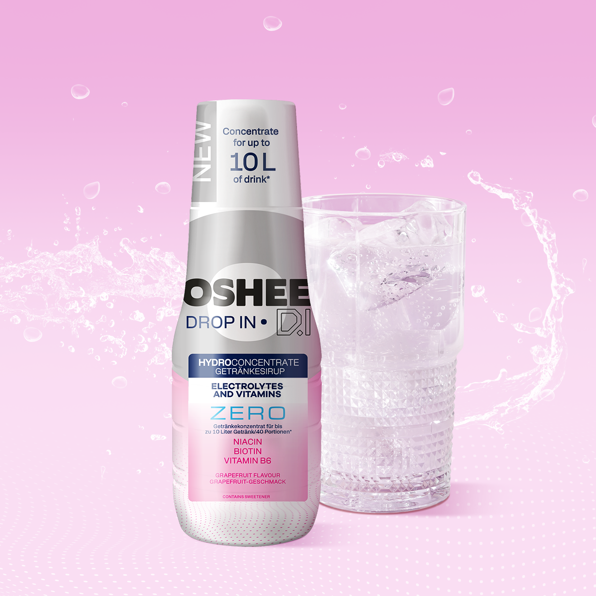 Getränkesirup OSHEE DROP IN ZERO – Grapefruit – Elektrolyte und Vitamine – 500 ml